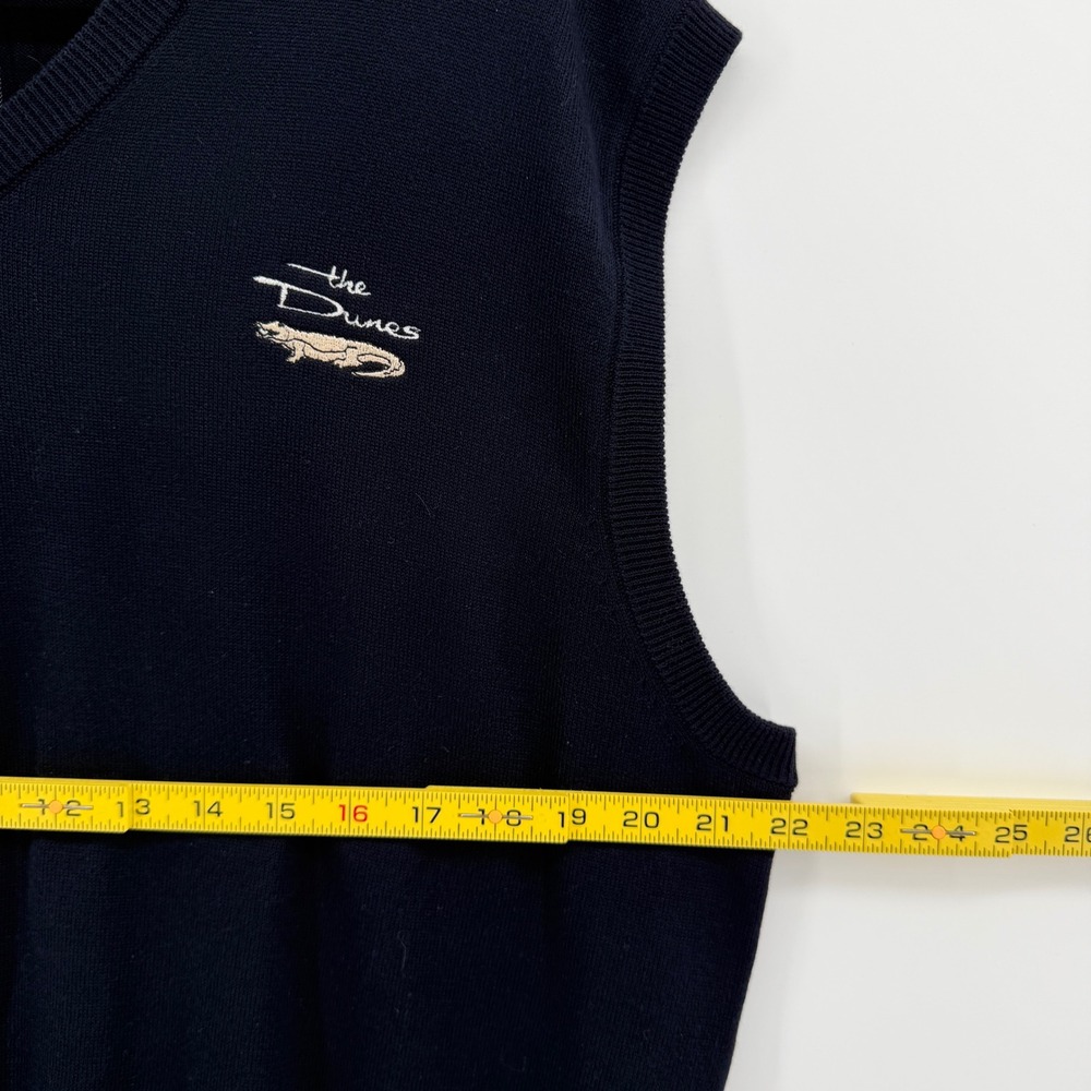 $118 NEW The Dunes Golf Shop Collection Mens L Navy‎ V-Neck Sweater Vest Logo - Picture 4 of 6